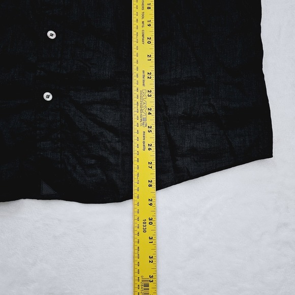 UNTUCKit Mens Large Vin Santo Wrinkle Resistant Button Up Shirt Black Linen - Picture 8 of 9